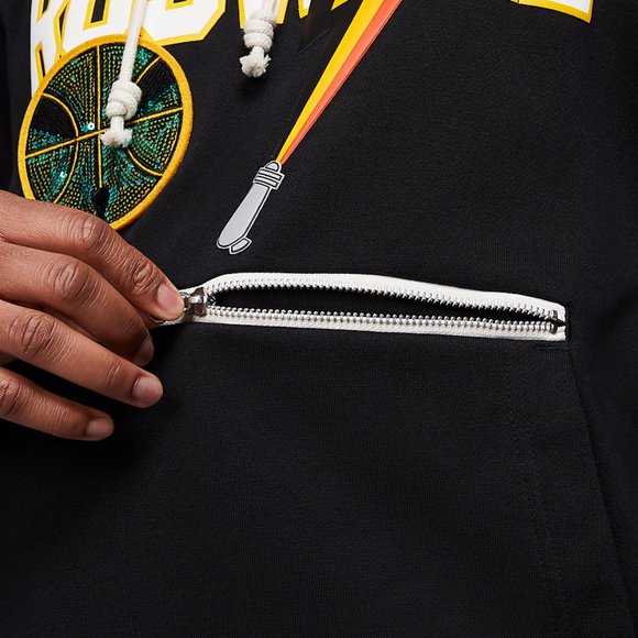 Nike Roswell Rayguns Basketball Hoodie Black Team CV1933-010 Black Gold Orange - Picture 12 of 16